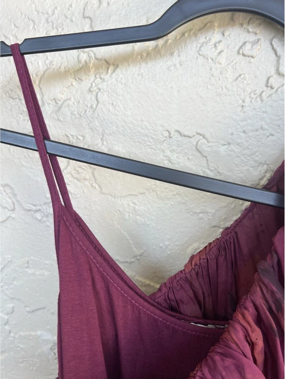 Tempo Paris Women S Burgundy Long Sleeve With Spaghetti Strap Liner Sheer Dress